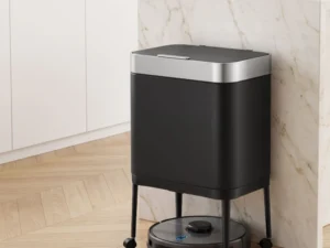 Cefito 40L Press Top Trash Can Kitchen Rubbish Bin Moblie Stainless Steel Black