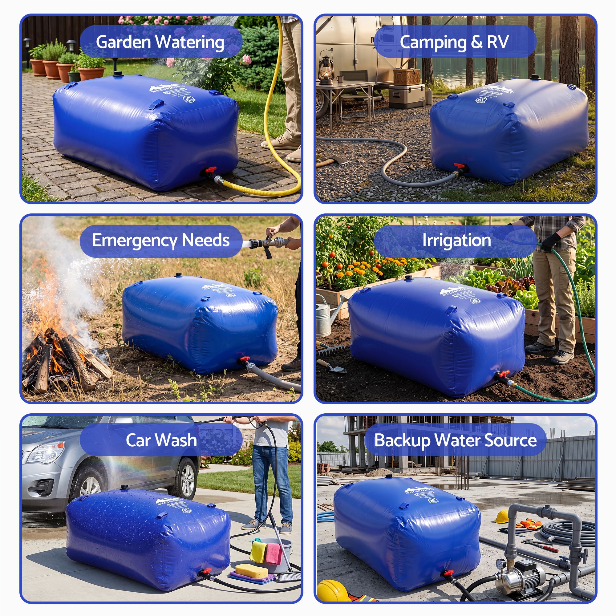 Weisshorn 1000L Water Bladder Bag Portable Large Storage Tank Container Camping