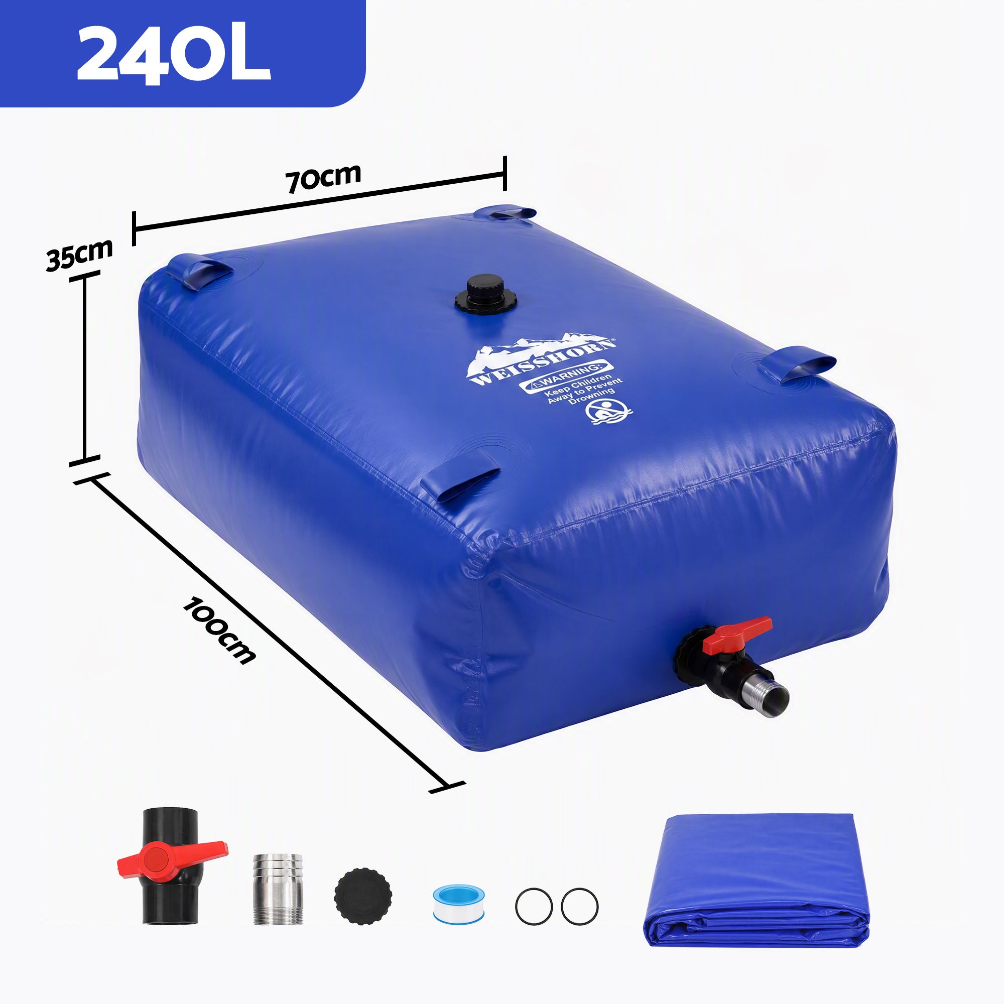 Weisshorn 240L Water Bladder Bag Portable Large Storage Tank Container Camping
