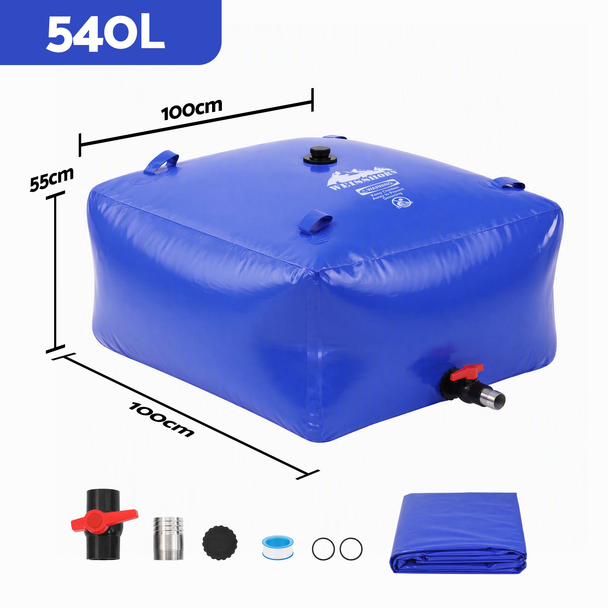 Weisshorn 540L Water Bladder Bag Portable Large Storage Tank Container Camping