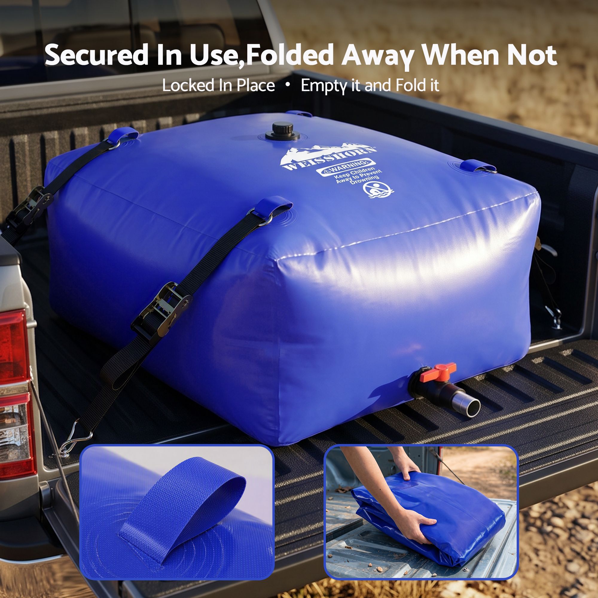 Weisshorn 540L Water Bladder Bag Portable Large Storage Tank Container Camping