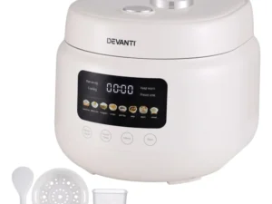 Devanti 3L Rice Cooker Small 6 Cup 8-in-1 Multi Cooker with 24H Preset Off-White