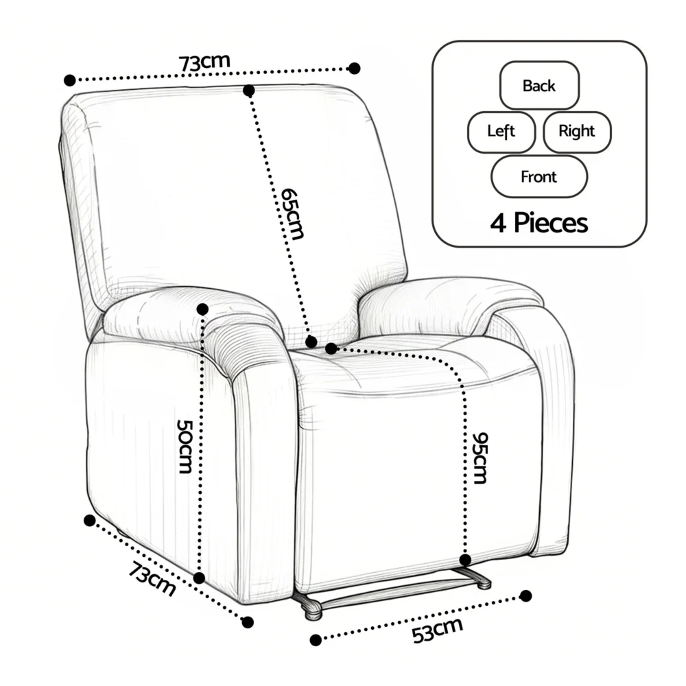 Artiss Split Stretch Recliner Chair Cover, Printed Non Slip Pet Friendly