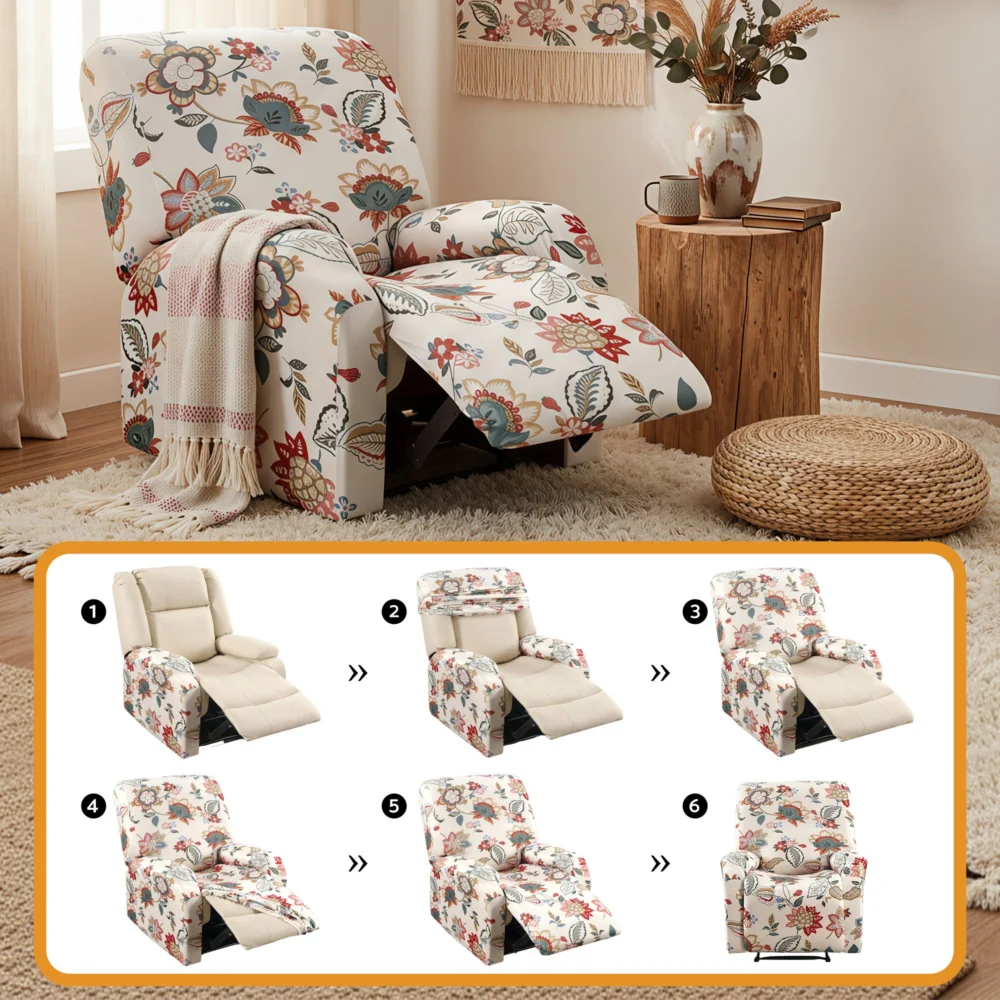 Artiss Split Stretch Recliner Chair Cover, Printed Non Slip Pet Friendly