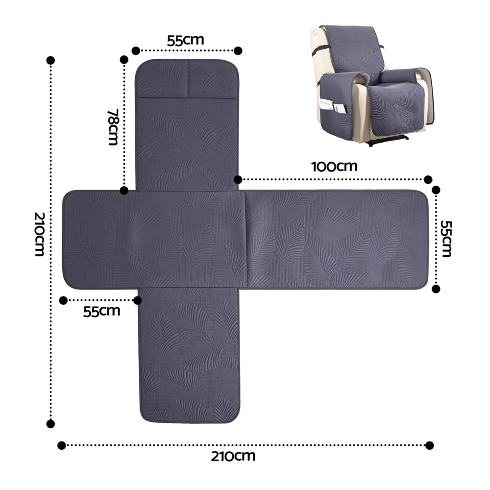 Artiss Quilted Recliner Chair Covers Water Repellent Recliner Slipcovers Grey