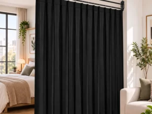 Artiss Room Divider Wall Mounted Hanging Curtain Partition Screen Black