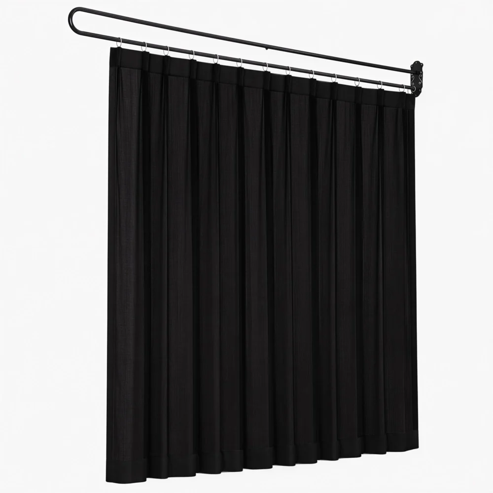 Artiss Room Divider Wall Mounted Hanging Curtain Partition Screen Black