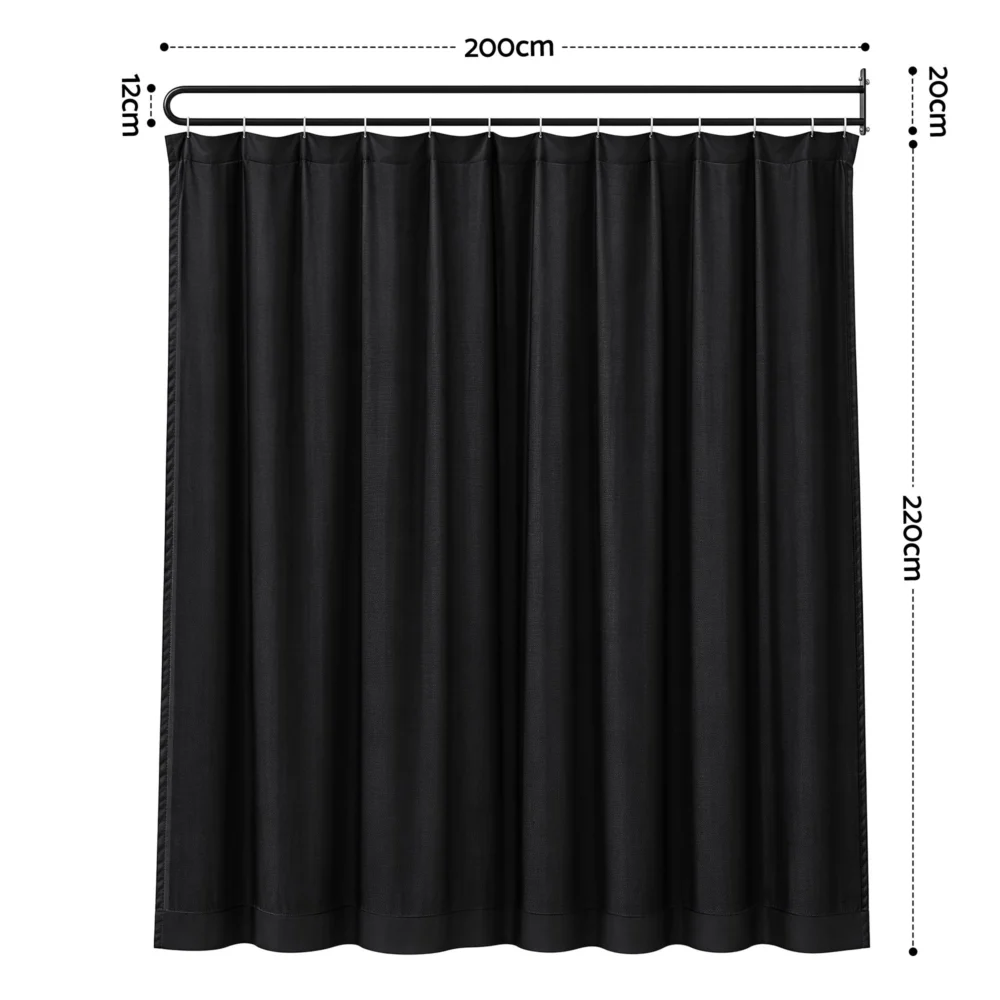 Artiss Room Divider Wall Mounted Hanging Curtain Partition Screen Black