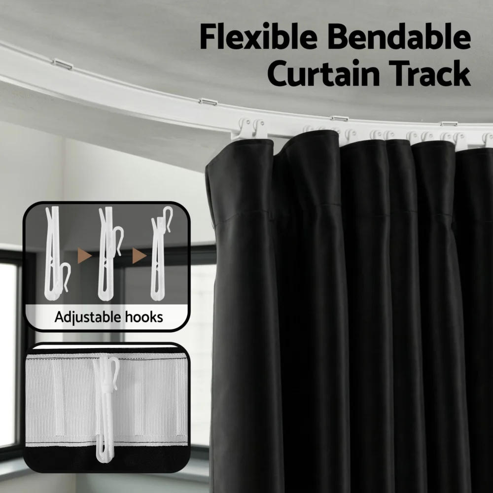 Artiss Room Divider Curtain Ceiling Mounted Track Sets Flexible Black