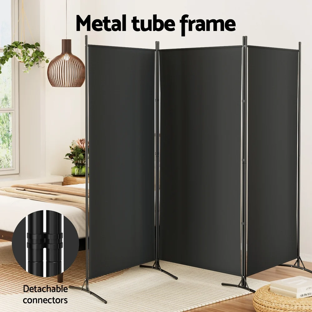 Artiss 3 Panel Room Divider Screen 260x180cm Fabric Black