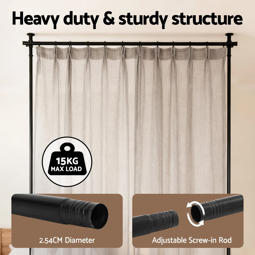 Artiss Room Divider Curtain Rod Extendable Black