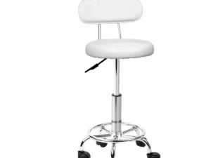 Artiss Salon Stool Swivel Chair Backrest White