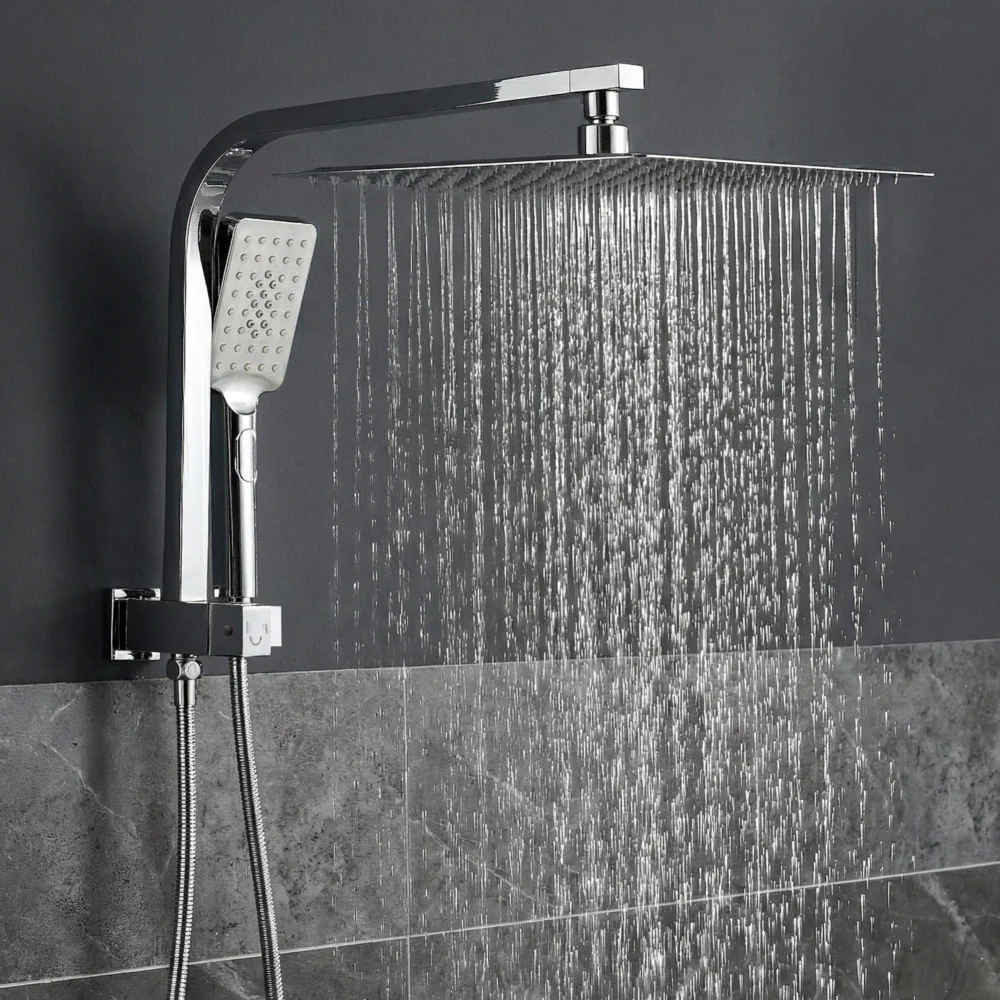 12" Rain Shower Head Set with 3-Mode Handheld Brass High Pressure WELS Chrome