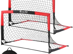 Everfit Pop Up Soccer Goal Nets Heavy Duty Portable Kids Training Set 2 Pcs Red