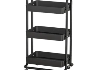 Artiss Storage Trolley Kitchen Cart 3 Tiers Rack Shelf Organiser Wheels Black