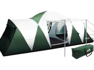 Weisshorn Family Camping Tent 12 Person Hiking Beach Tents (3 Rooms) Green