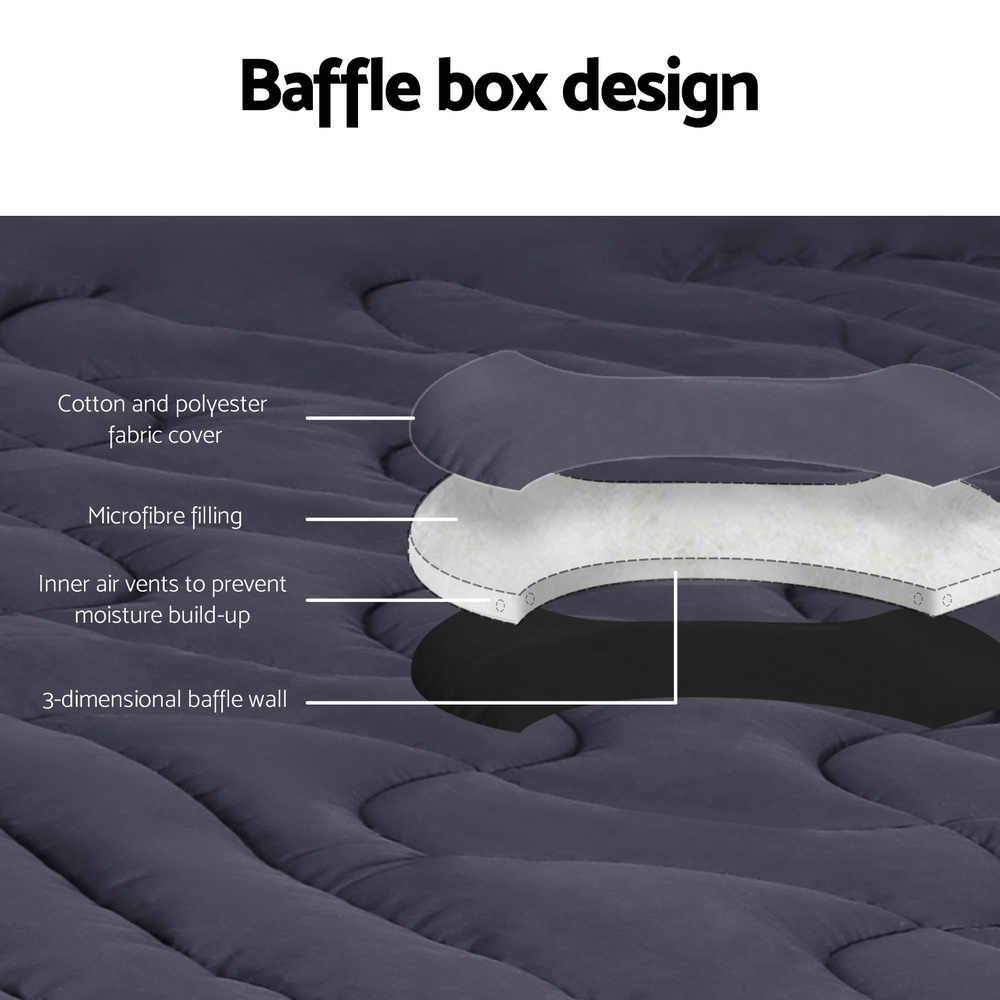 Giselle Bedding 3-Zone Pillowtop Mattress Topper 1000GSM for Back Pain Relief