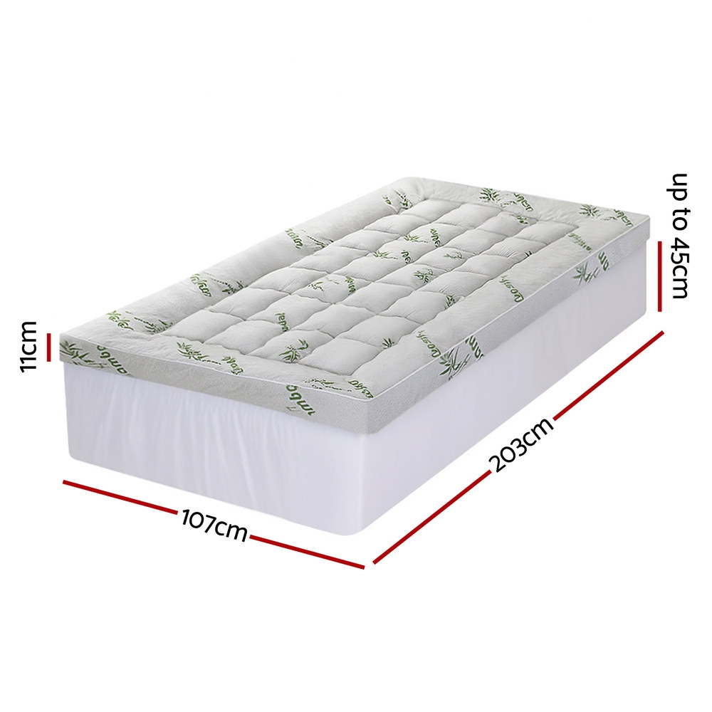 Giselle Bedding 1500GSM Pillowtop Mattress Topper Bamboo Mattress Pad for Back