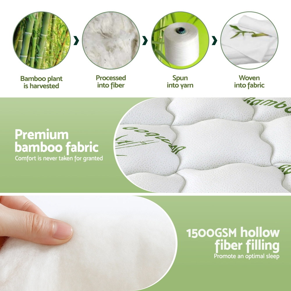 Giselle Bedding 1500GSM Pillowtop Mattress Topper Bamboo Mattress Pad for Back