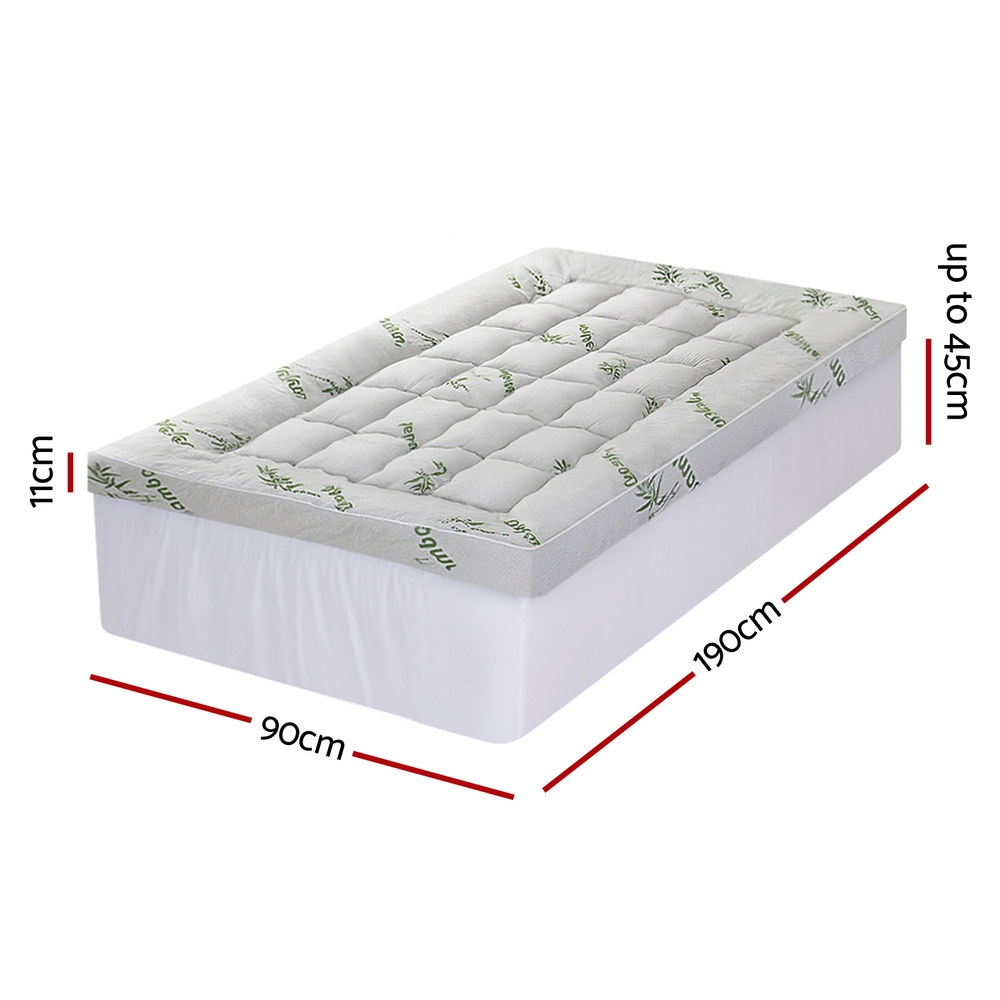 Giselle Bedding 1500GSM Pillowtop Mattress Topper Bamboo Mattress Pad for Back