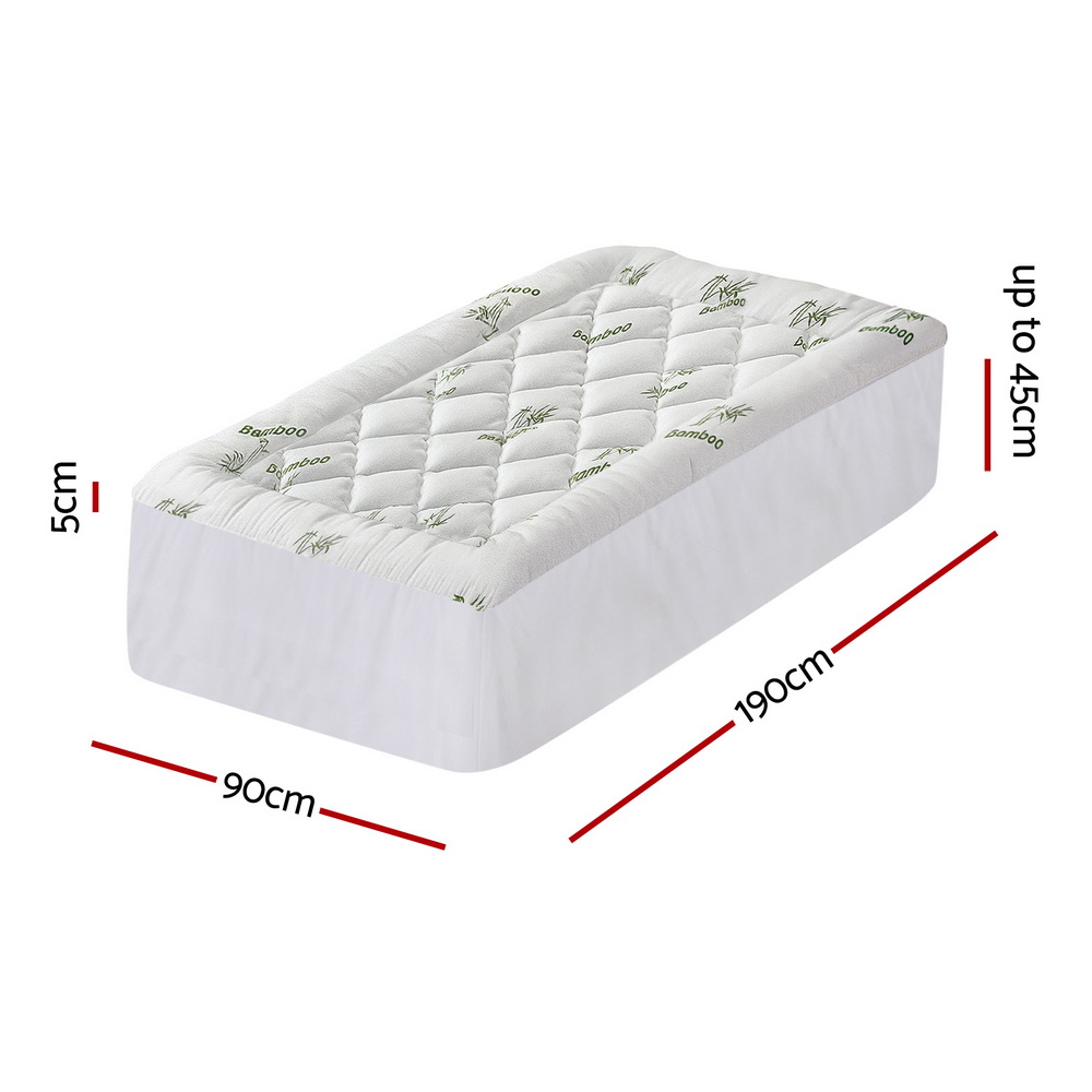 Giselle Bedding 5cm Pillowtop Mattress Topper 1000GSM Thick Soft Bamboo Cooling