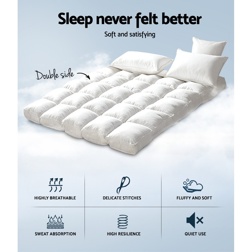 Giselle Bedding 5cm Bamboo Pillowtop Mattress Topper 1000GSM Mattress Pad for