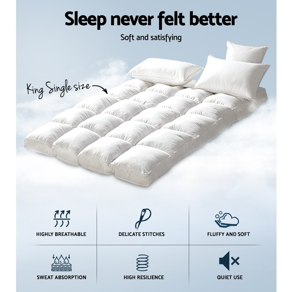 Giselle Bedding 5cm Bamboo Pillowtop Mattress Topper 1000GSM Mattress Pad for