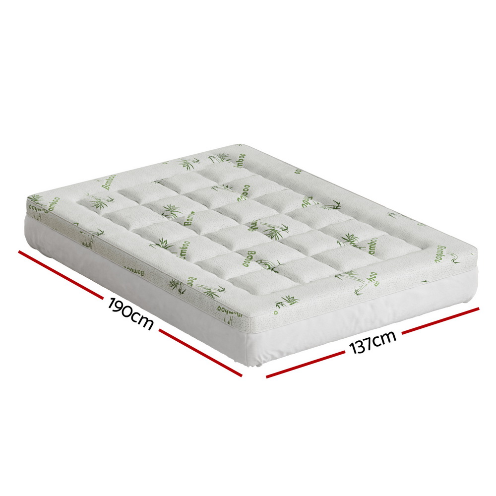 Giselle Bedding Pillowtop Mattress Topper 7.5cm Thick Bamboo Pad for Back Pain
