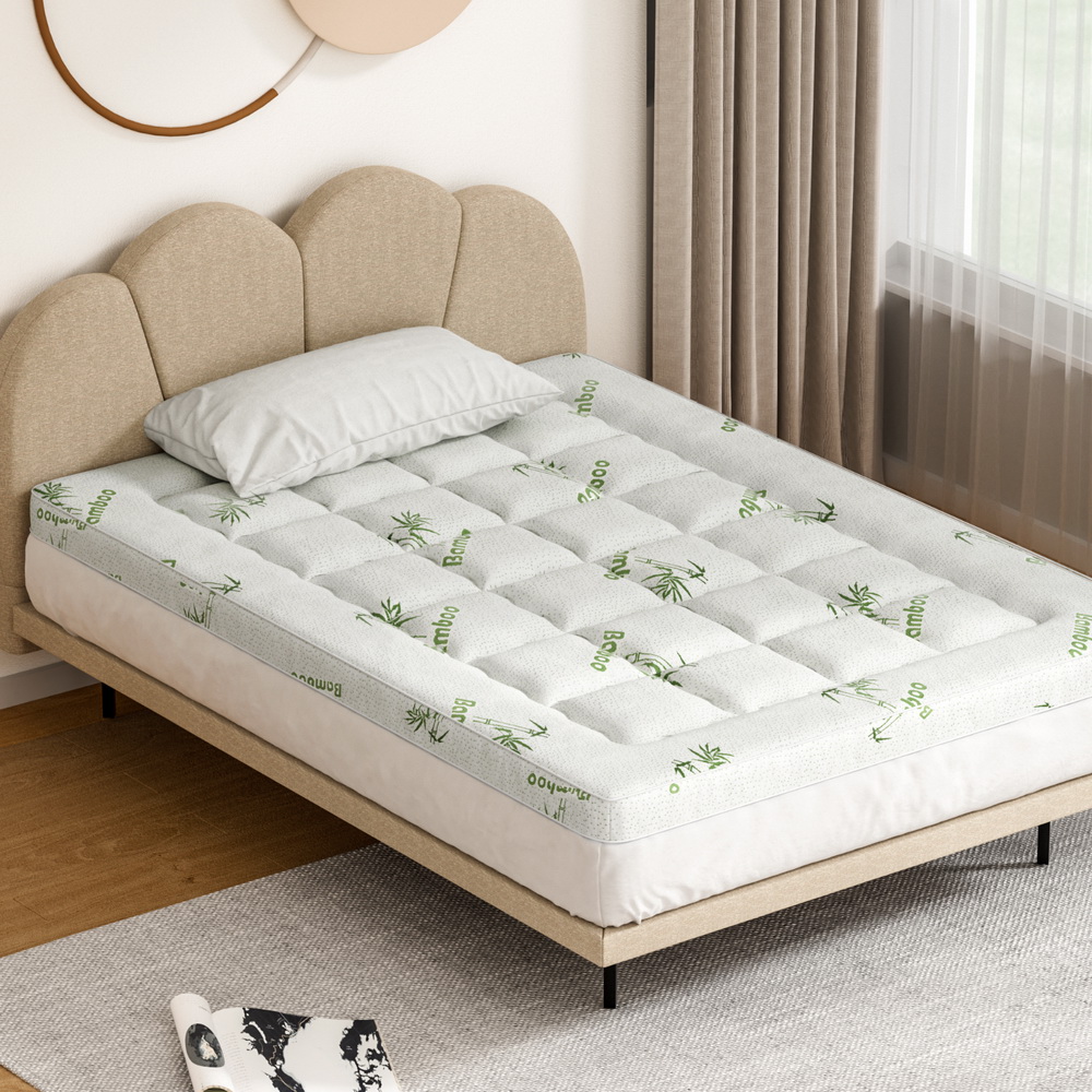 Giselle Bedding Pillowtop Mattress Topper 7.5cm Thick Bamboo Pad for Back Pain
