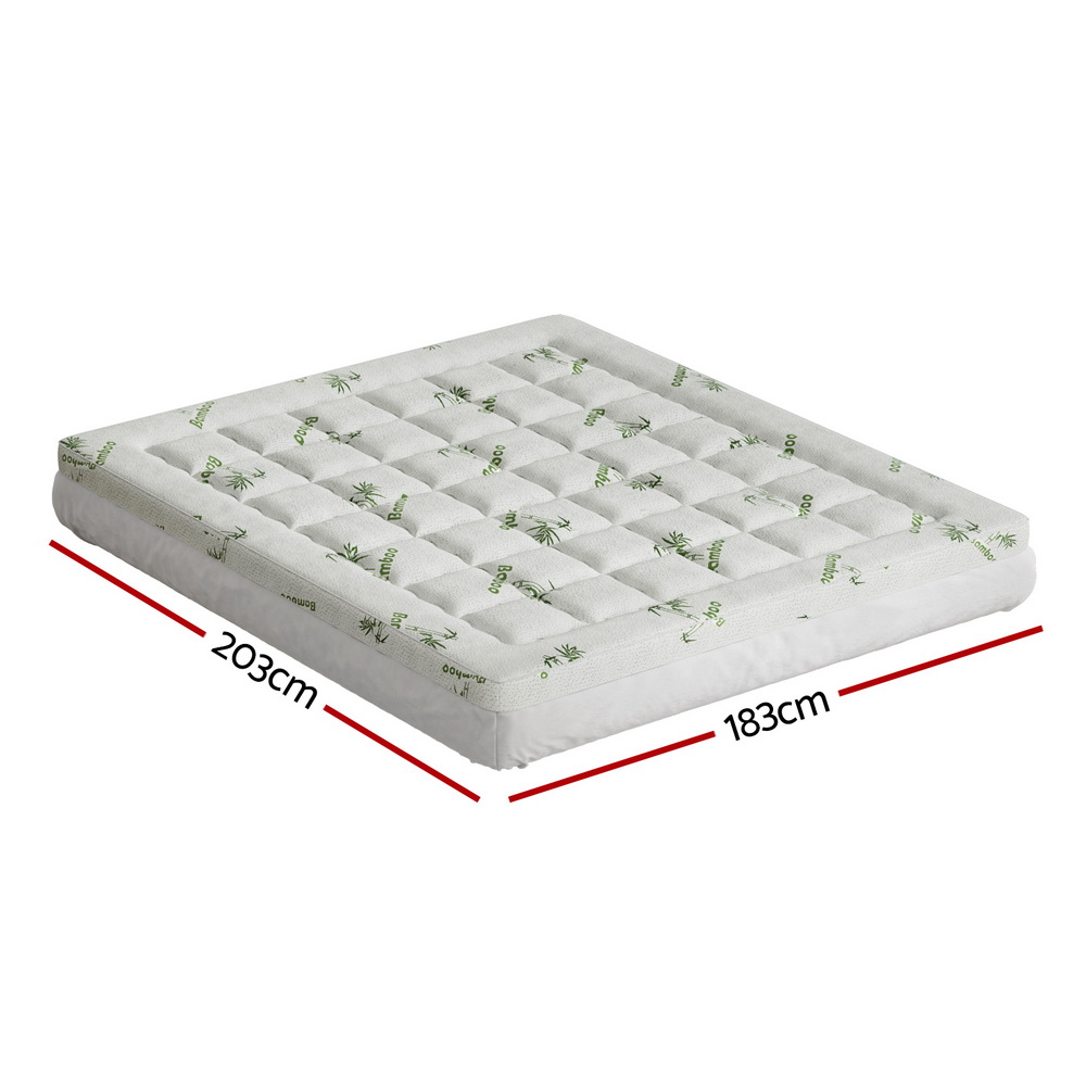 Giselle Bedding Pillowtop Mattress Topper 7.5cm Thick Bamboo Pad for Back Pain
