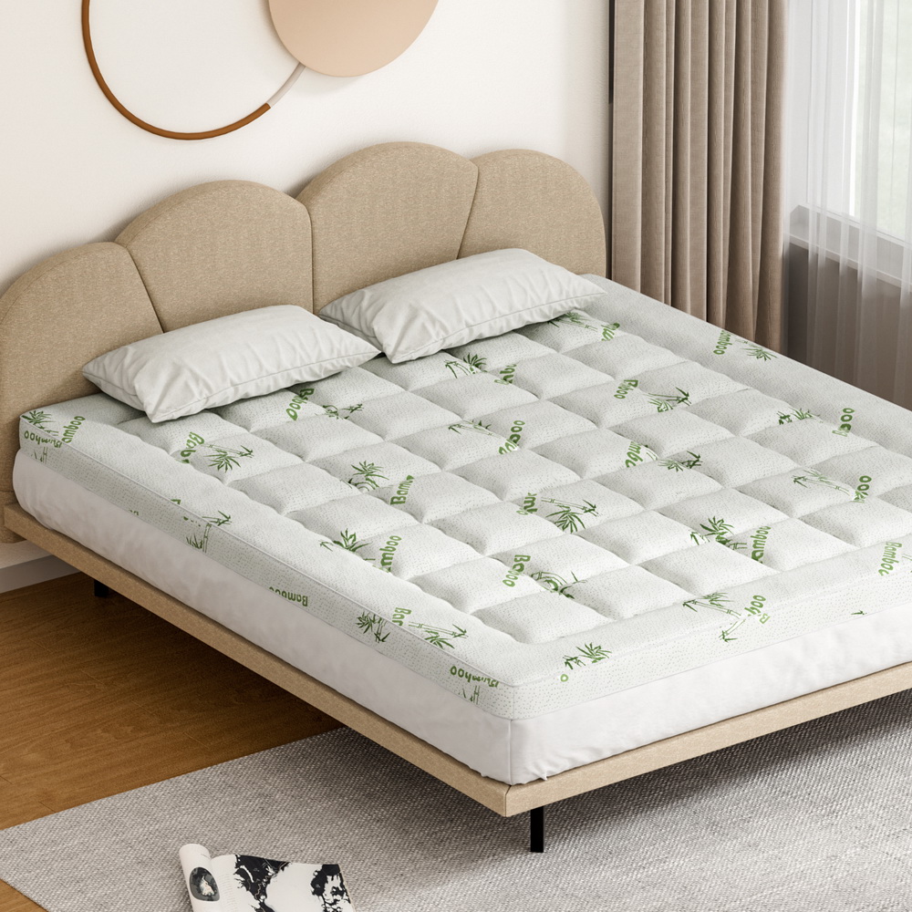 Giselle Bedding Pillowtop Mattress Topper 7.5cm Thick Bamboo Pad for Back Pain