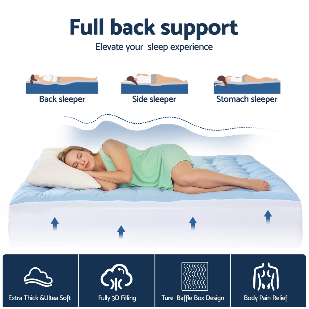 Giselle Bedding Pillowtop Mattress Topper 5cm Reversible Cooling & Soft Coral