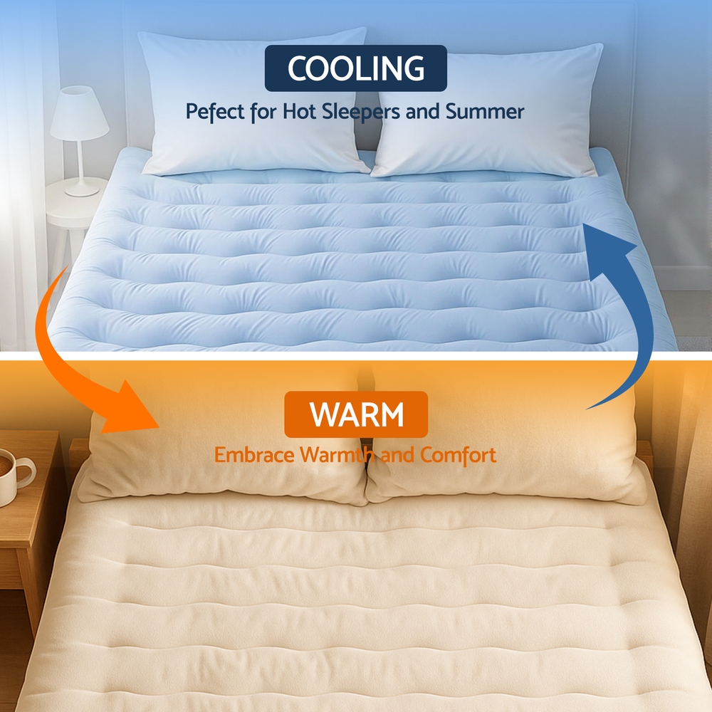 Giselle Bedding Pillowtop Mattress Topper 5cm Reversible Cooling & Soft Coral