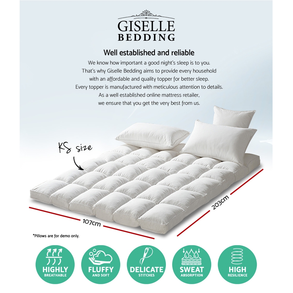 Giselle Bedding Pillowtop Mattress Topper 5cm Thick Pad for Back Pain Relief