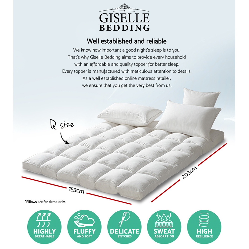 Giselle Bedding Pillowtop Mattress Topper 5cm Thick Pad for Back Pain Relief