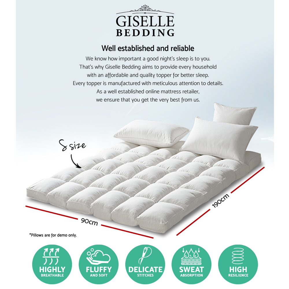 Giselle Bedding Pillowtop Mattress Topper 5cm Thick Pad for Back Pain Relief