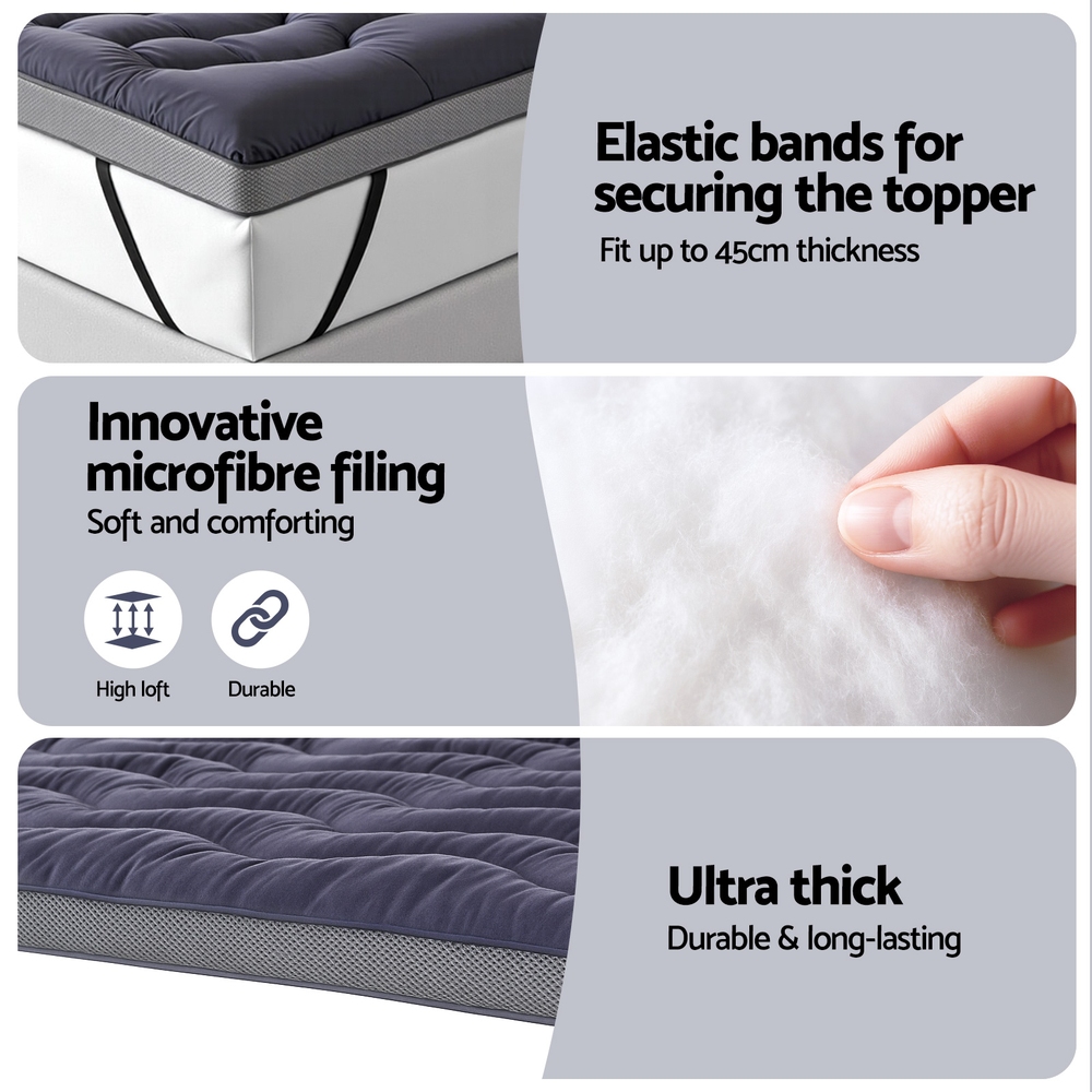 Giselle Bedding 5cm Pillowtop Topper Bamboo Polyester Blend Fibre Pad for Back