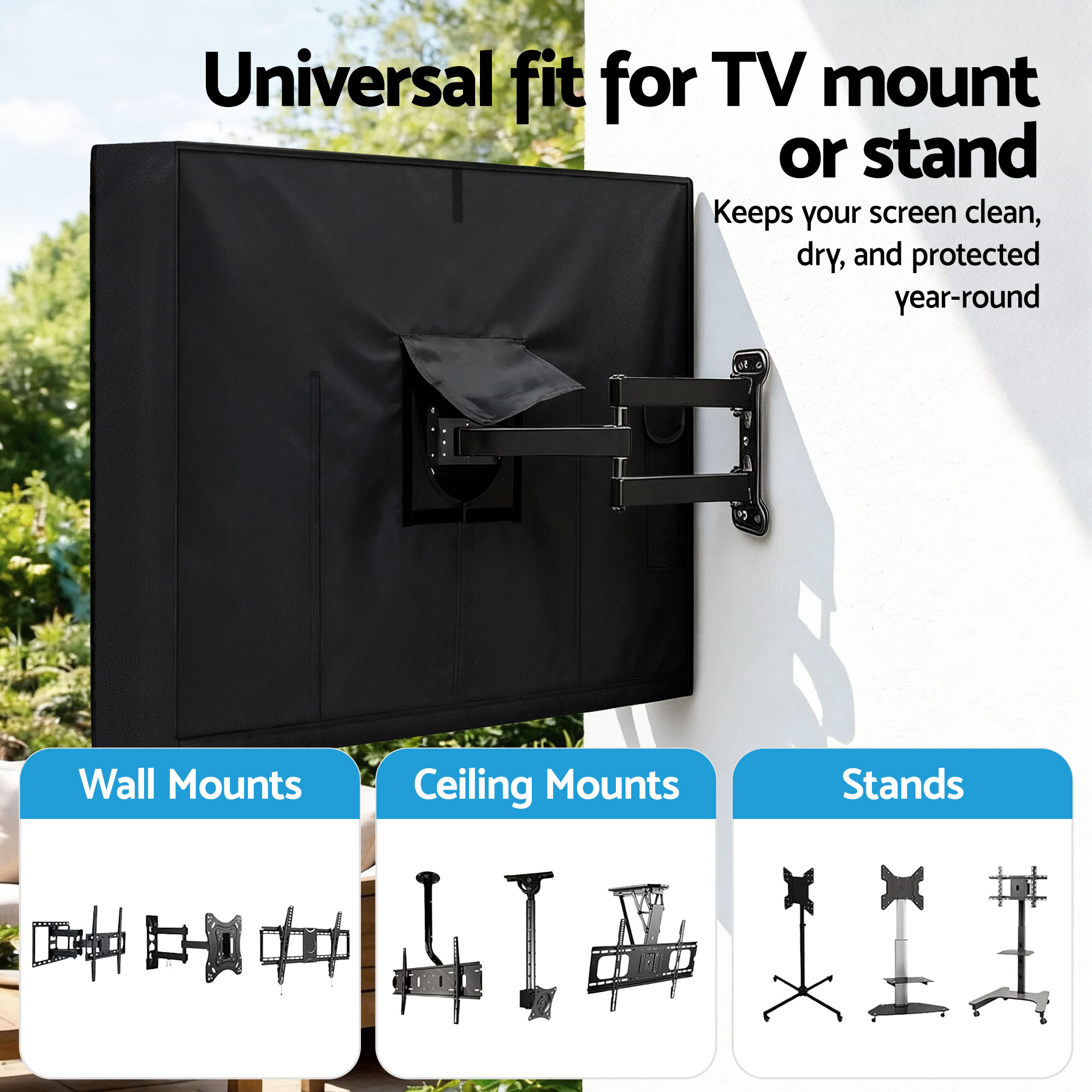 Artiss 55-58 Inch TV Cover Waterproof Outdoor Patio Flat Television Protector