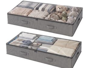 Artiss Under Bed Storage Containers X2 90L Boxes Organiser Clear Top Fabric Grey