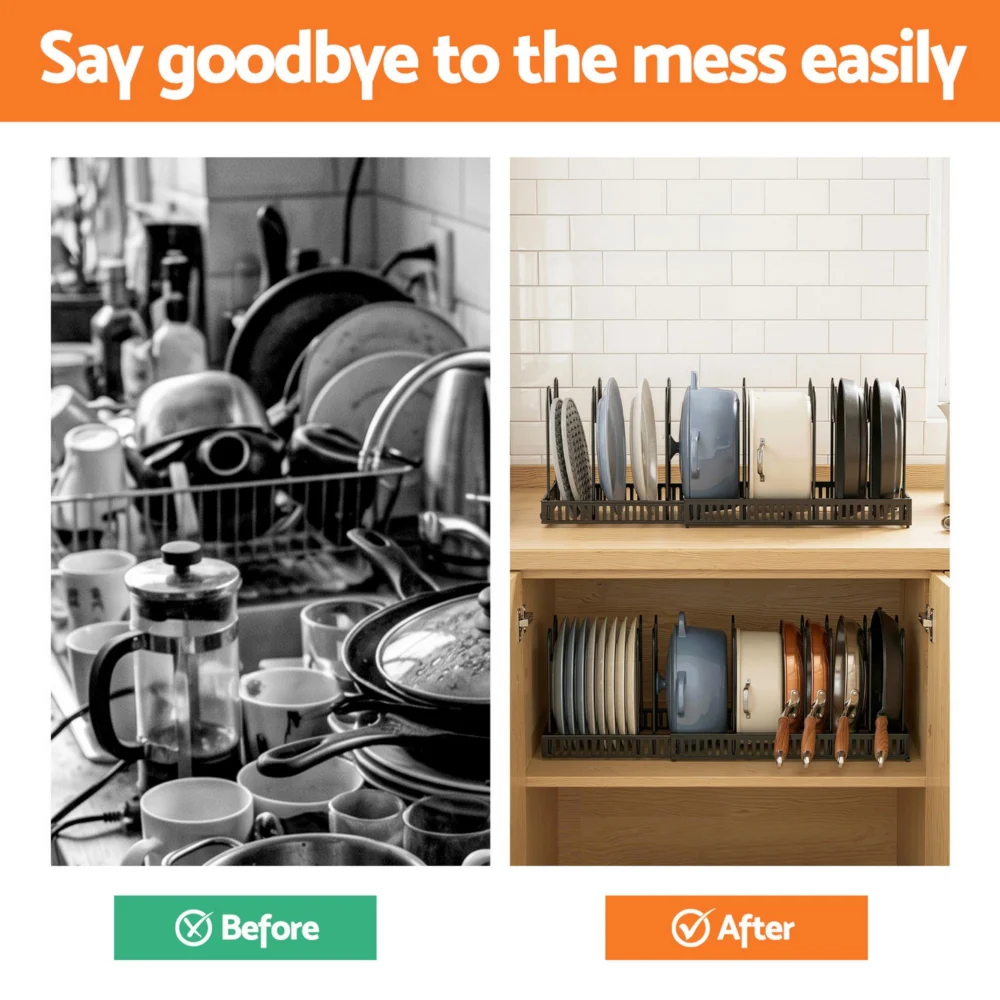 Artiss Expandable Pots & Pans Organizer Rack Cookware Holder Kitchen Cabinet