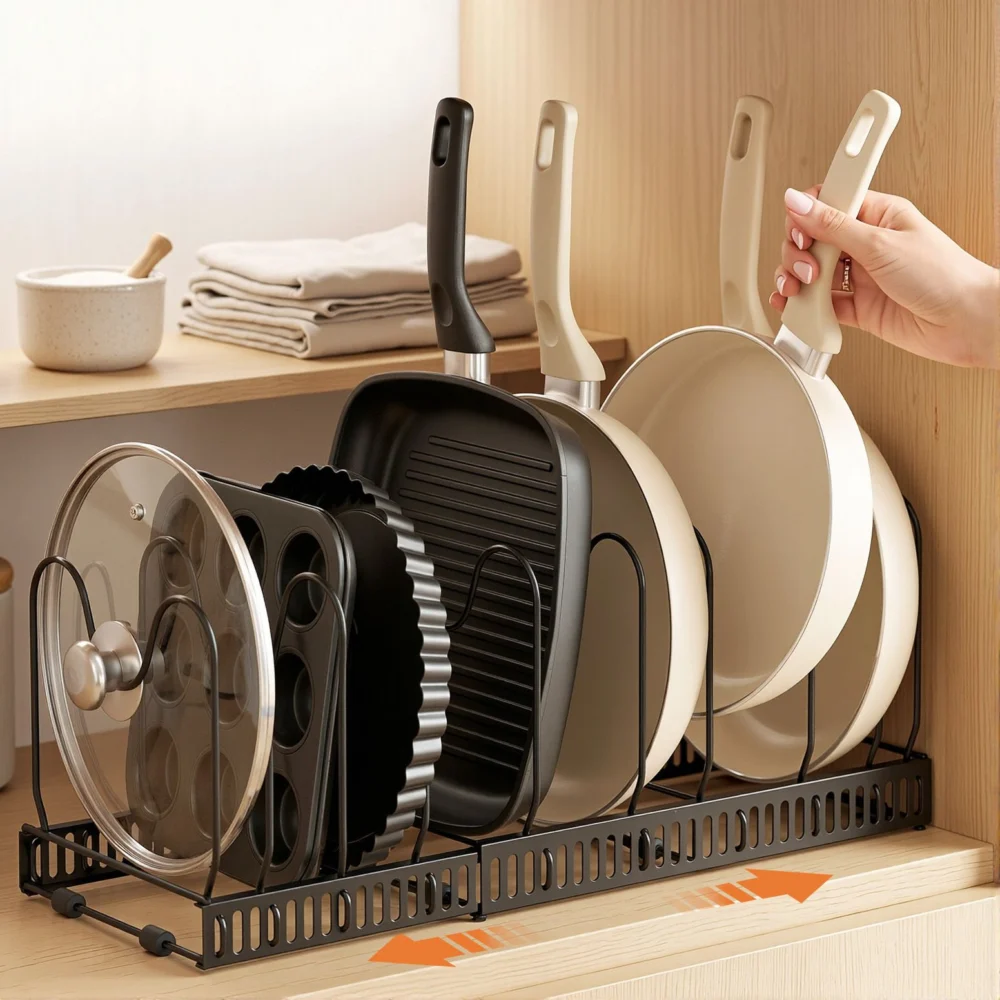 Artiss Expandable Pots & Pans Organizer Rack Cookware Holder Kitchen Cabinet