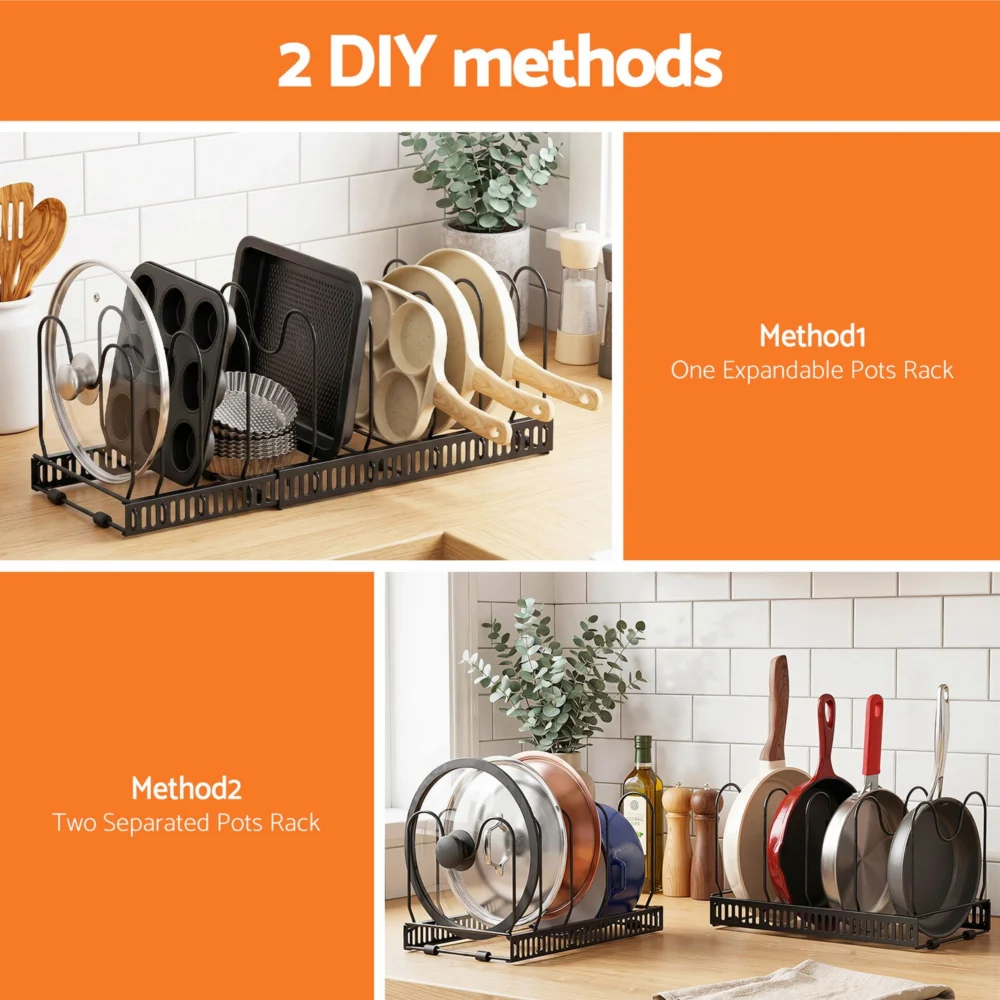 Artiss Expandable Pots & Pans Organizer Rack Cookware Holder Kitchen Cabinet