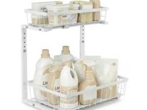 Artiss Under Sink Organizer Storage w/ 2 Slide Out Drawers 5 Adjustable Height