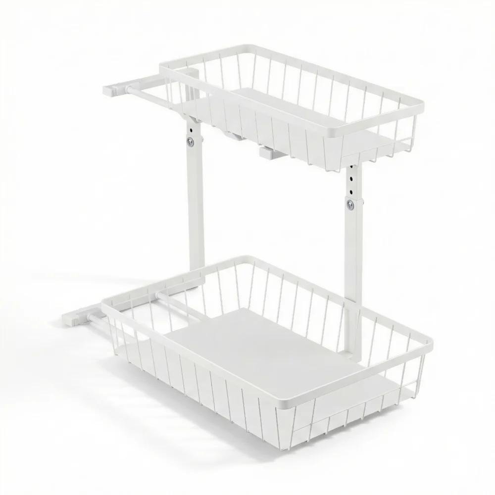 Artiss Under Sink Organizer Storage w/ 2 Slide Out Drawers 5 Adjustable Height