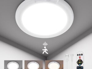 Rechargeable Motion Sensor Ceiling Light w/ Remote, Battery Ceiling Light