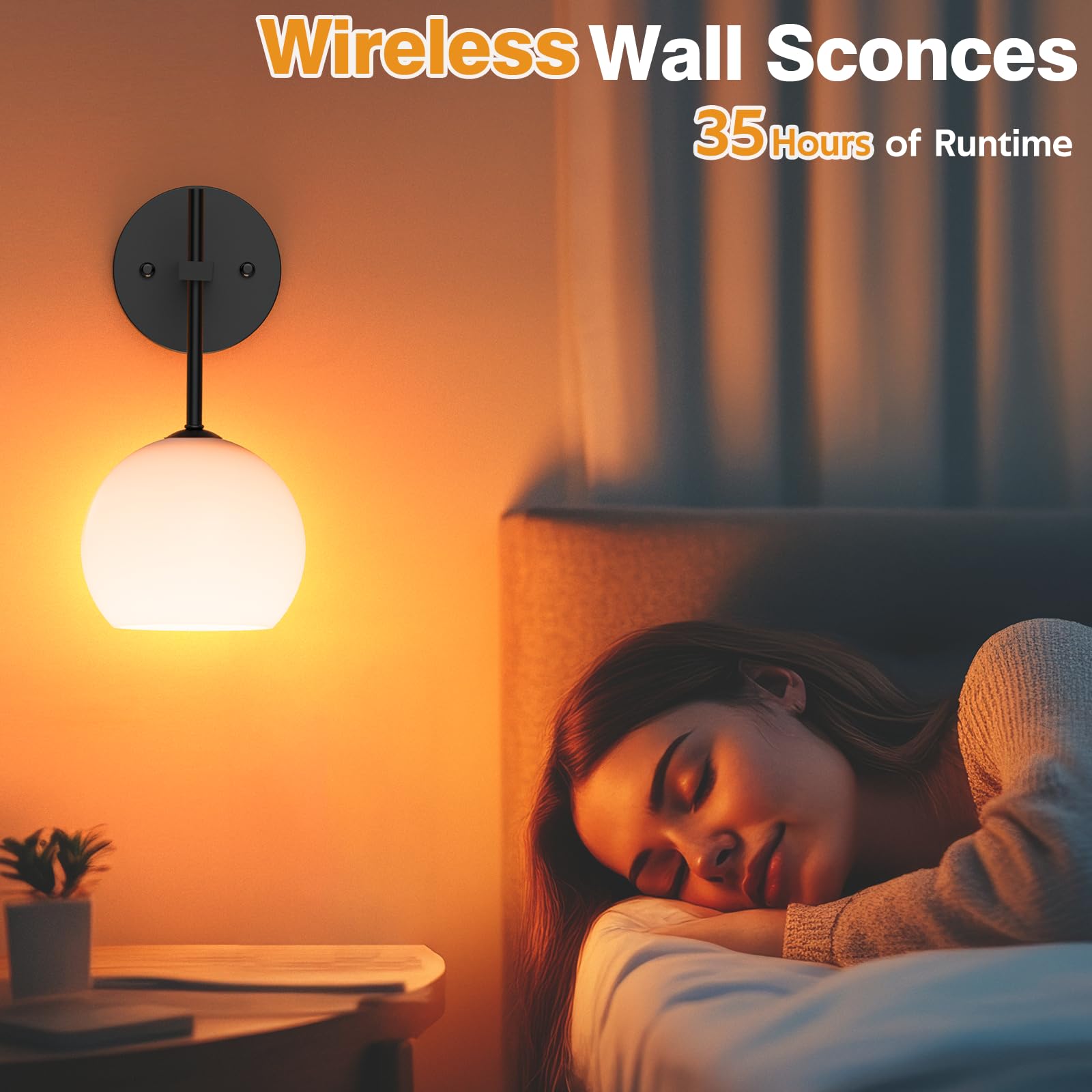 Wall Sconces Set of Two, Wireless Battery Operated Wall Decor w/ Remote, Sconces