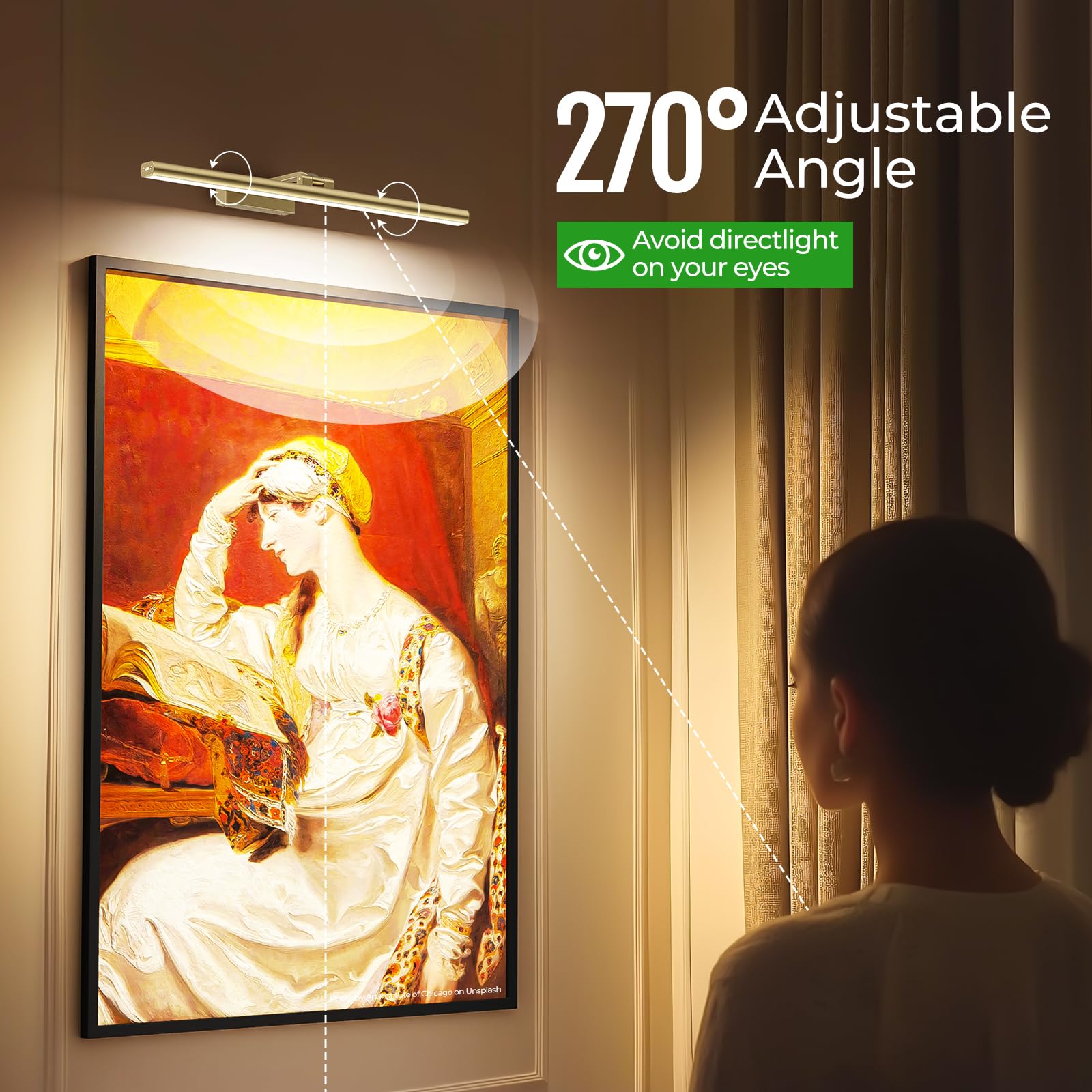 Wireless Picture Lights for Wall, Battery Operated Wall Light for Painting