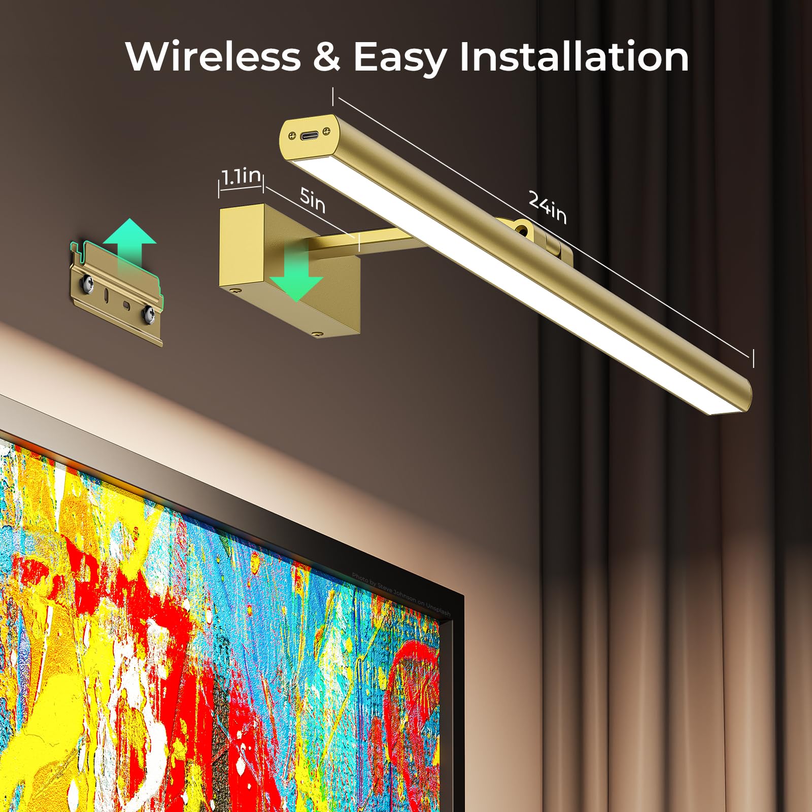 Wireless Picture Lights for Wall, Battery Operated Wall Light for Painting