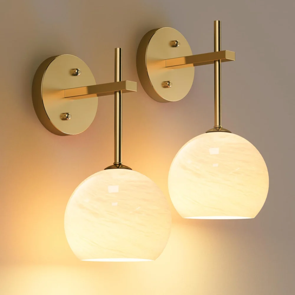 Wall Sconces Set of Two, Wireless Battery Operated Wall Decor w/ Remote, Sconces