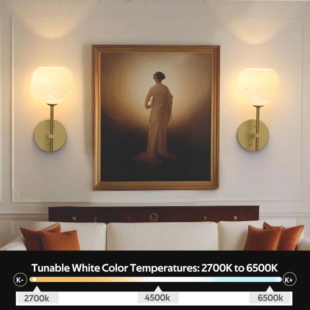 Wall Sconces Set of Two, Wireless Battery Operated Wall Decor w/ Remote, Sconces